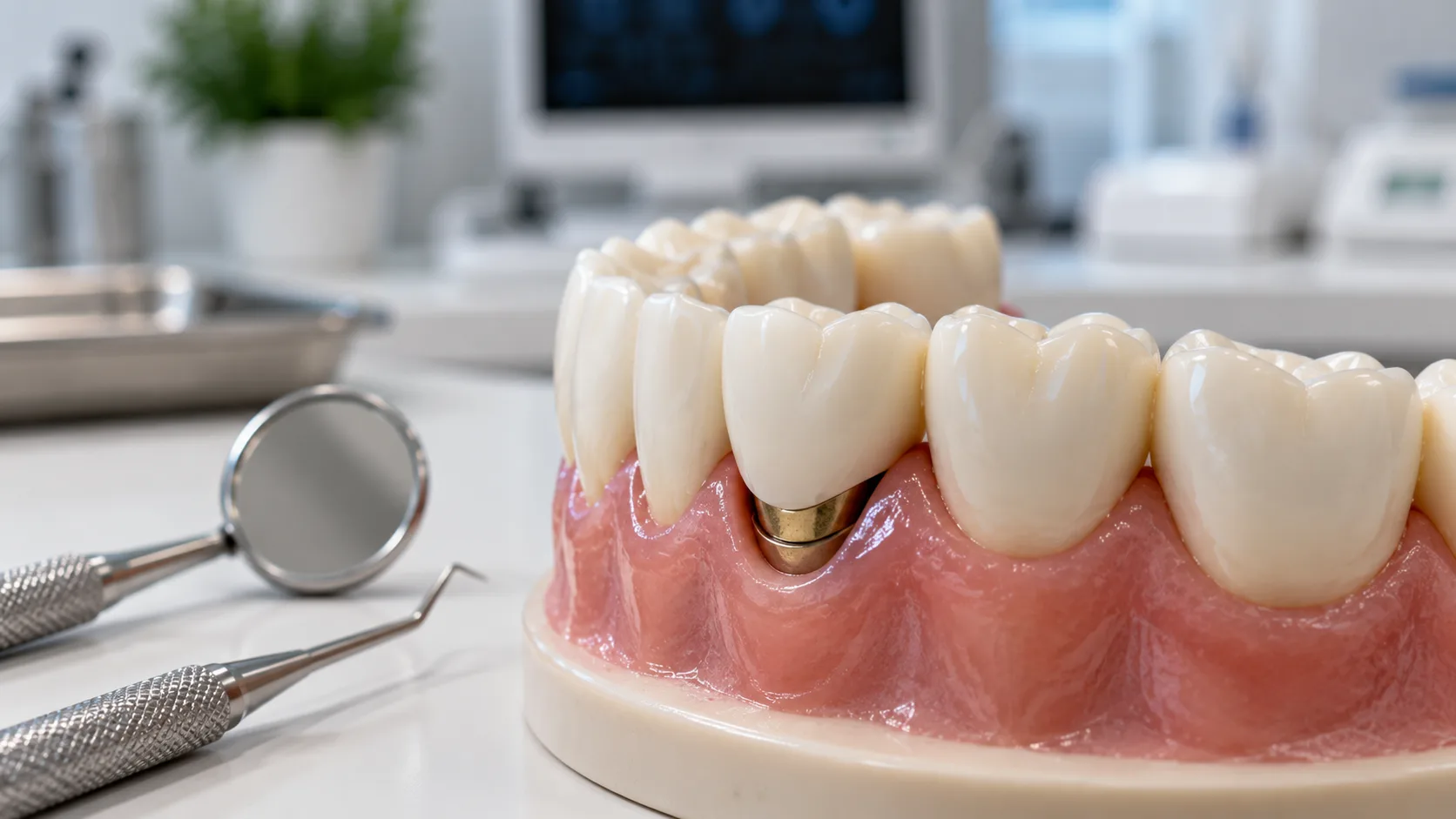 marginea unei coroane dentare la nivelul gingiei evaluata la clinica dentetico brasov